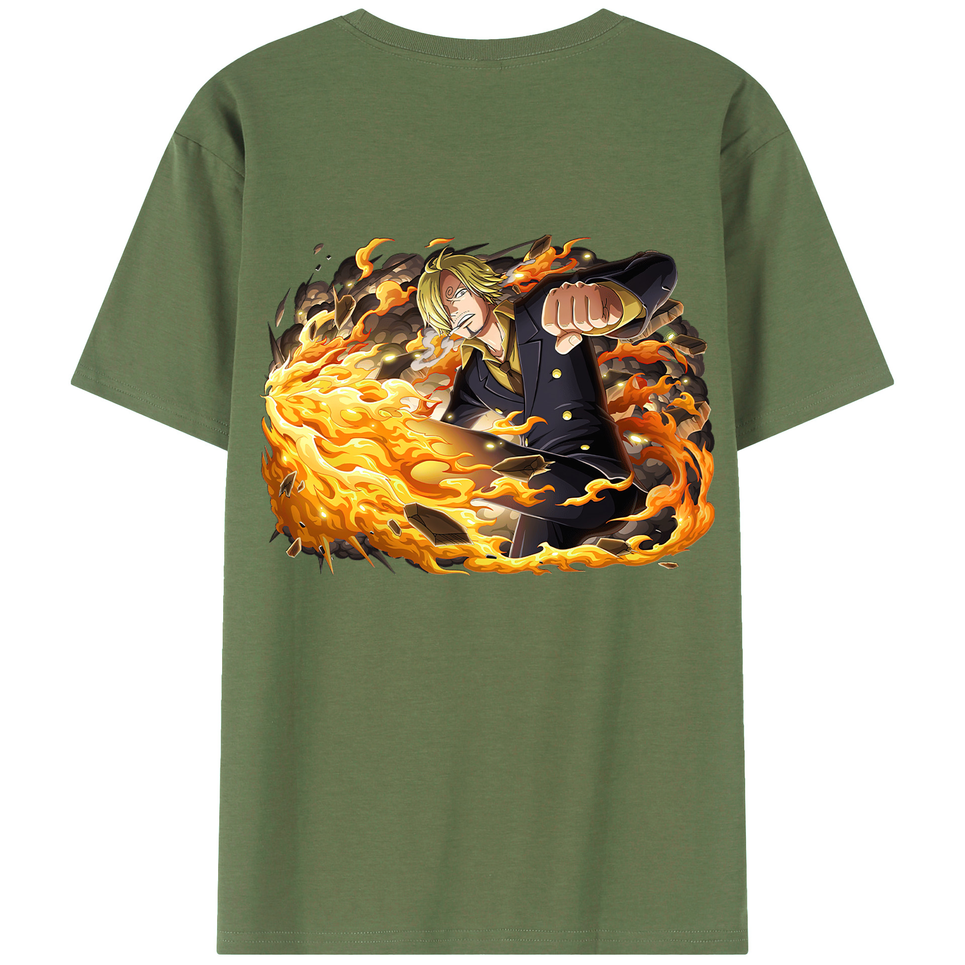 （画像用） ワンピース サンジ ONE PIECE Sanji 綿100％ メンズ半袖Tシャツ（バックプリント） 通気性